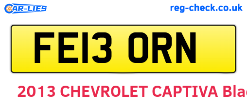FE13ORN are the vehicle registration plates.