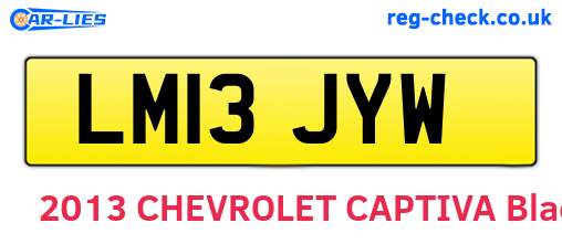LM13JYW are the vehicle registration plates.