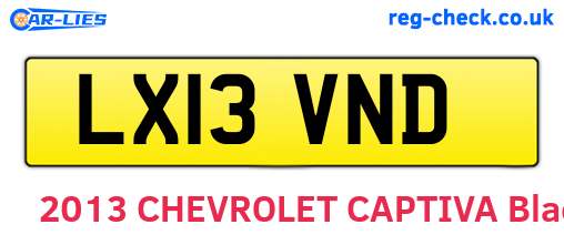 LX13VND are the vehicle registration plates.
