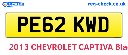 PE62KWD are the vehicle registration plates.