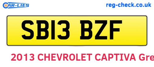 SB13BZF are the vehicle registration plates.