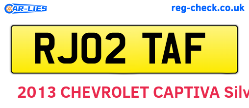 RJ02TAF are the vehicle registration plates.