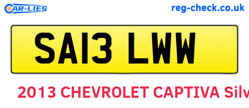 SA13LWW are the vehicle registration plates.