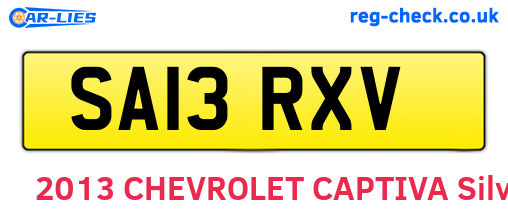 SA13RXV are the vehicle registration plates.