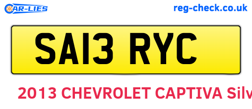 SA13RYC are the vehicle registration plates.