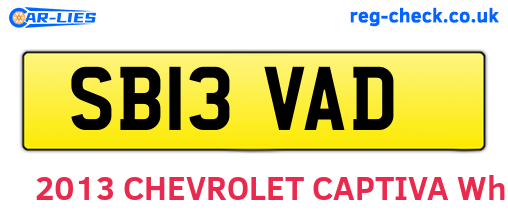 SB13VAD are the vehicle registration plates.