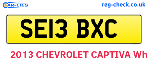 SE13BXC are the vehicle registration plates.
