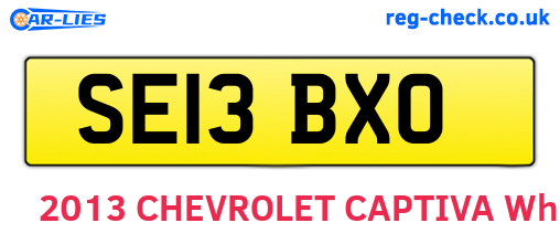 SE13BXO are the vehicle registration plates.