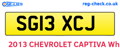 SG13XCJ are the vehicle registration plates.