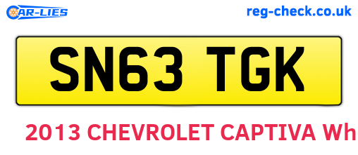 SN63TGK are the vehicle registration plates.