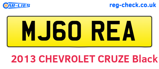 MJ60REA are the vehicle registration plates.