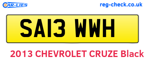 SA13WWH are the vehicle registration plates.