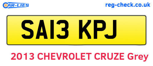 SA13KPJ are the vehicle registration plates.