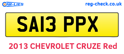 SA13PPX are the vehicle registration plates.