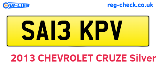 SA13KPV are the vehicle registration plates.