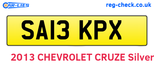 SA13KPX are the vehicle registration plates.