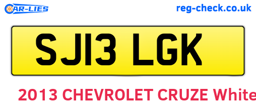 SJ13LGK are the vehicle registration plates.