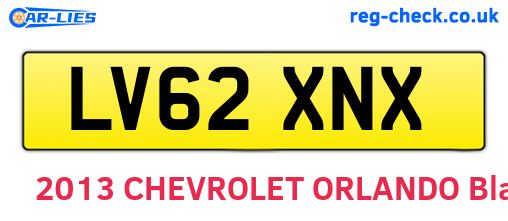 LV62XNX are the vehicle registration plates.