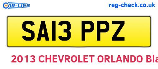 SA13PPZ are the vehicle registration plates.