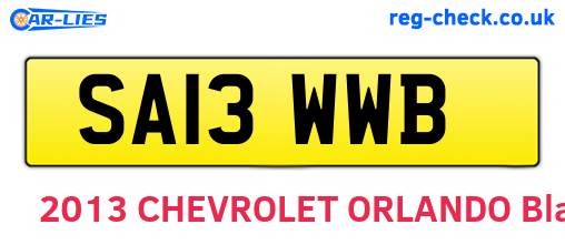 SA13WWB are the vehicle registration plates.