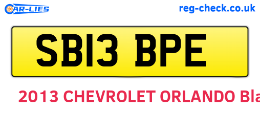 SB13BPE are the vehicle registration plates.