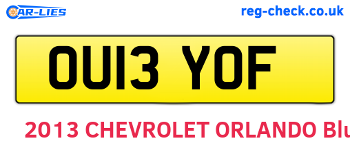 OU13YOF are the vehicle registration plates.