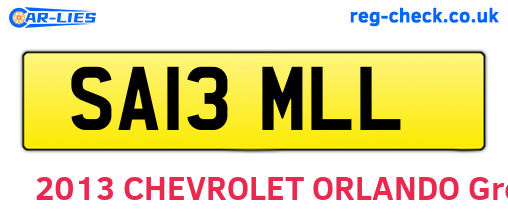 SA13MLL are the vehicle registration plates.