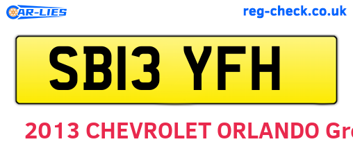 SB13YFH are the vehicle registration plates.