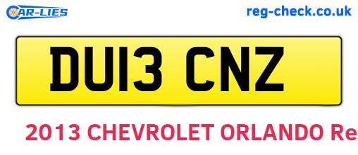 DU13CNZ are the vehicle registration plates.