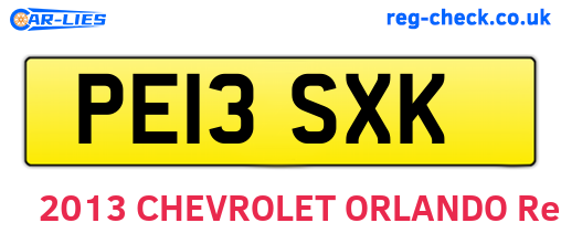 PE13SXK are the vehicle registration plates.