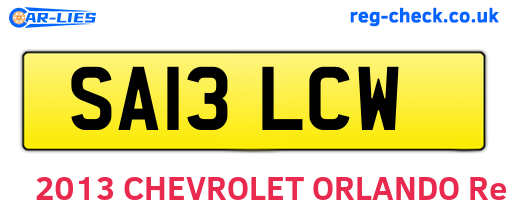 SA13LCW are the vehicle registration plates.