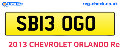 SB13OGO are the vehicle registration plates.