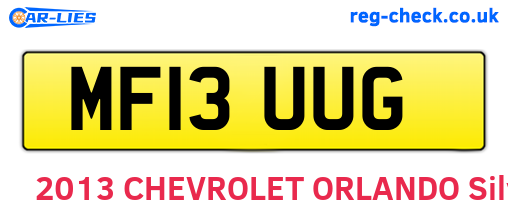 MF13UUG are the vehicle registration plates.