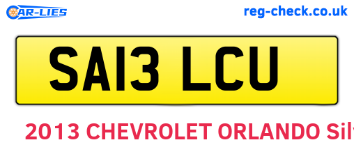 SA13LCU are the vehicle registration plates.