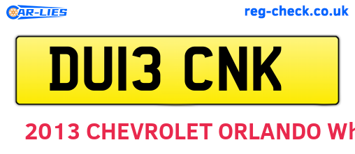DU13CNK are the vehicle registration plates.