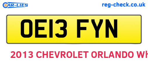 OE13FYN are the vehicle registration plates.