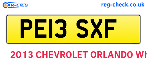 PE13SXF are the vehicle registration plates.