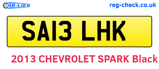 SA13LHK are the vehicle registration plates.