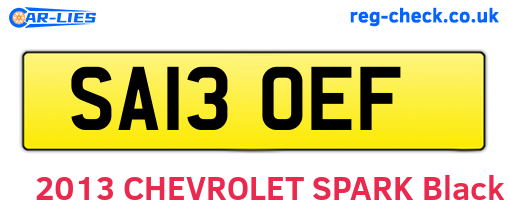 SA13OEF are the vehicle registration plates.