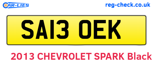 SA13OEK are the vehicle registration plates.