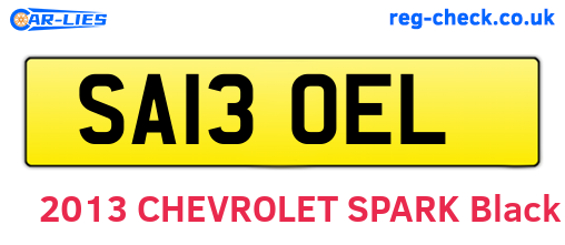 SA13OEL are the vehicle registration plates.