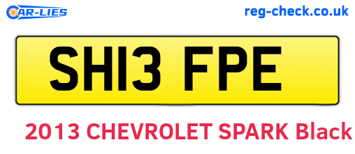 SH13FPE are the vehicle registration plates.