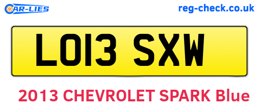 LO13SXW are the vehicle registration plates.