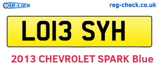 LO13SYH are the vehicle registration plates.