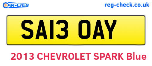 SA13OAY are the vehicle registration plates.