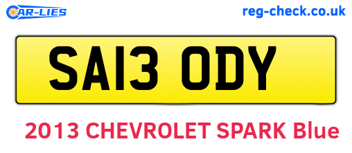 SA13ODY are the vehicle registration plates.