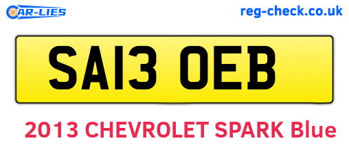SA13OEB are the vehicle registration plates.