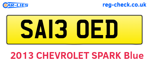 SA13OED are the vehicle registration plates.