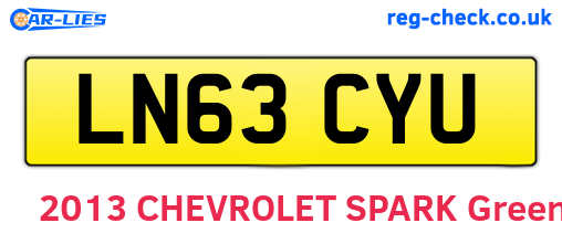 LN63CYU are the vehicle registration plates.
