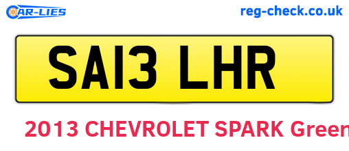 SA13LHR are the vehicle registration plates.